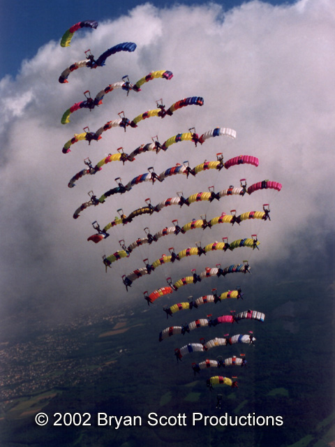 Largest attempted canopy formation 56 parachutes